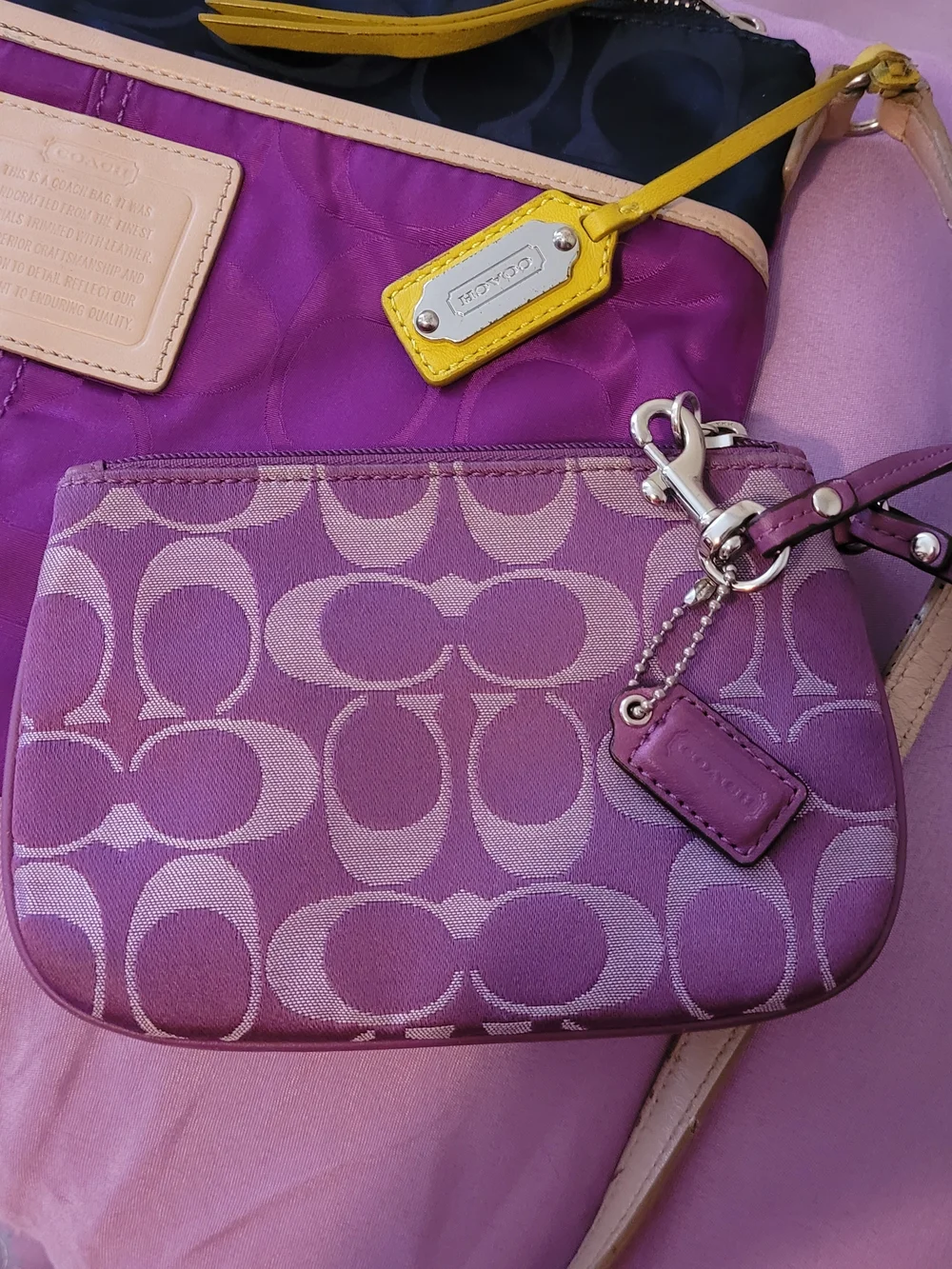 Coach Legacy Weekend Hippie 24864 Purple Signature Nylon Crossbody With Wristlet